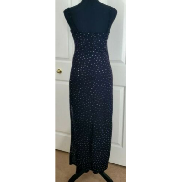 TOWER Ladies Evening Black Stretch Purple Glitter Layered Mesh Jumpsuit Sz M - Picture 3 of 8